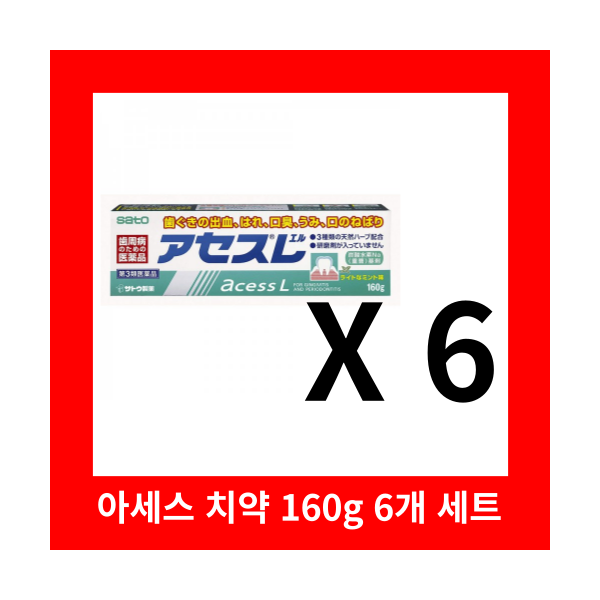 아세스 치약L (가벼운민트)160g X 6개세트