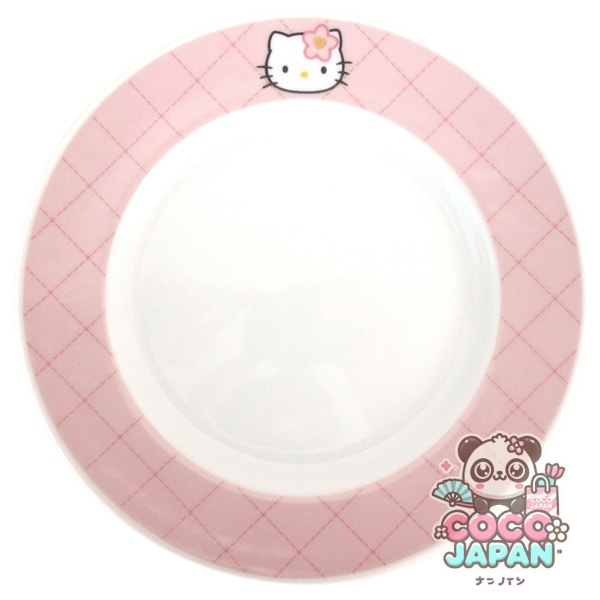 김정도기 산리오(SANRIO) “헬로 키티” 접시 플레이트 약 19 cm 50주년 퀼트 디자인 핑크 505132