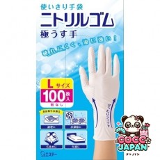 Este Complete Gloves, Parke Free, Left 및 Right Type, Cooking, Cleaning, Hair Dyeing, Nursing Care, Disposable (Food Plestable Act) 완전한 장갑, 아질성 고무, 매우 얇은 손, 흰색, 크기 L, 100 조각