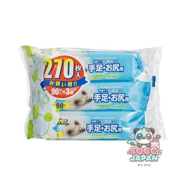 조이펫 JOYPET 웨트 티슈 팔다리・엉덩이용 3개 팩