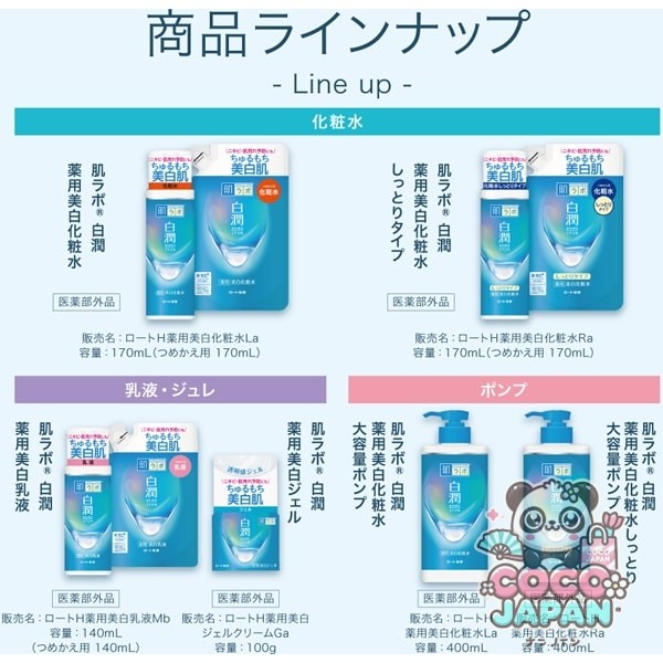 로트 제약 ROHTO 하다라보 백윤약용 미백 화장수 촉촉한 타입 리필 [170mL]
