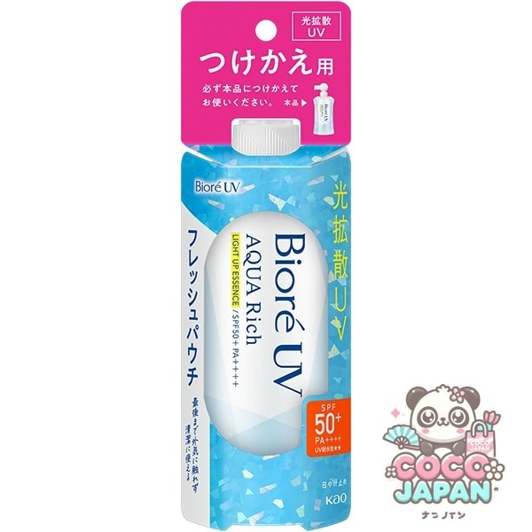 Biore 비오레 UV 아쿠아리치 라이트 업 에센스 신선한 파우치 교체 120g SPF50+ PA++++ [썬크림 얼굴·몸용]