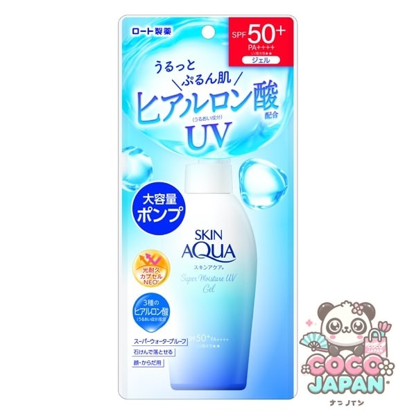 SKIN AQUA 스킨 아쿠아 슈퍼 모이스처 UV 젤 펌프 140g SPF50+/PA+++ + 3종 히알루론산 대용량 전신용 [썬크림 얼굴·몸용]