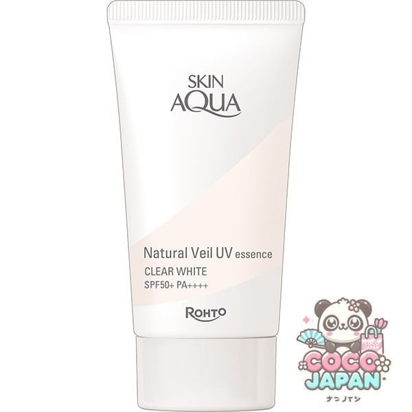 SKIN AQUA 스킨 아쿠아 내츄럴 베일 UV 에센스 클리어 화이트 50 g SPF50+/PA+++ 자외선 흡수제 알코올(에탄올) 합성 착색료 프리의 논케미컬 투명감 클리어 화이트 타입 [썬크림 얼굴·몸용]