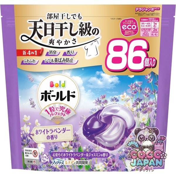 보르도(보루도) 젤 ​​볼(캡슐) 4in1 마음 편안한 화이트 라벤더 & 재스민의 향기 리필 테라 점보 86개 [세탁 세제]