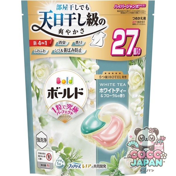 보르도(보루도) 세탁 세제 젤 ​​볼(캡슐)(캡슐) 4in1 화이트 티 & 플로랄 향기 리필 하이퍼 점보 27개