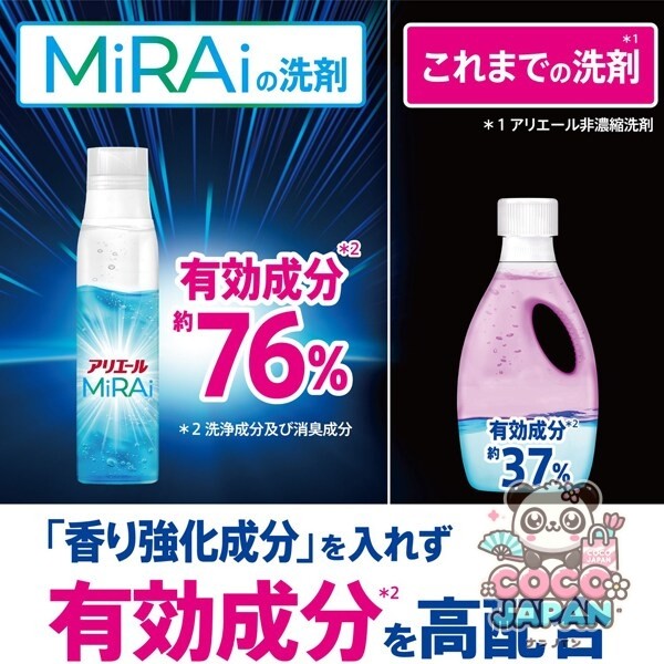 ARIEL 아리에르  MiRAi 초농축 컴팩트 세제* 에리 소데・스미 최고 수준 세정* 리필 울트라 점보 980g [세탁용 세제]