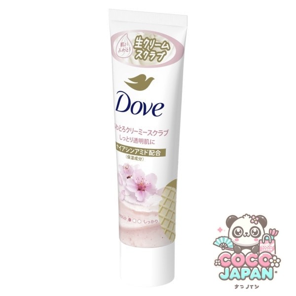 도브 Dave 푹신한 크리미 스크럽 사쿠라 & 사향 튜브 50g 바디스크럽