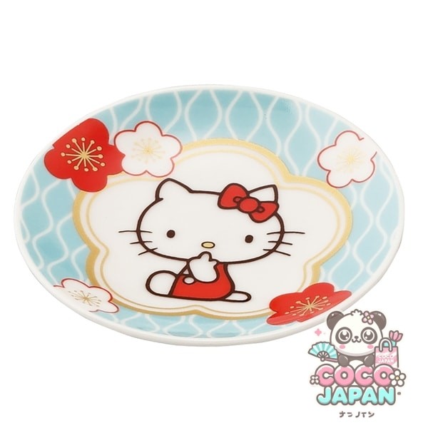 야마카 상점 산리오 (SANRIO) 헬로 키티 콩 접시 작은 접시 직경 약 9 × 2cm 일본 식기 매화 파랑 HK181-333