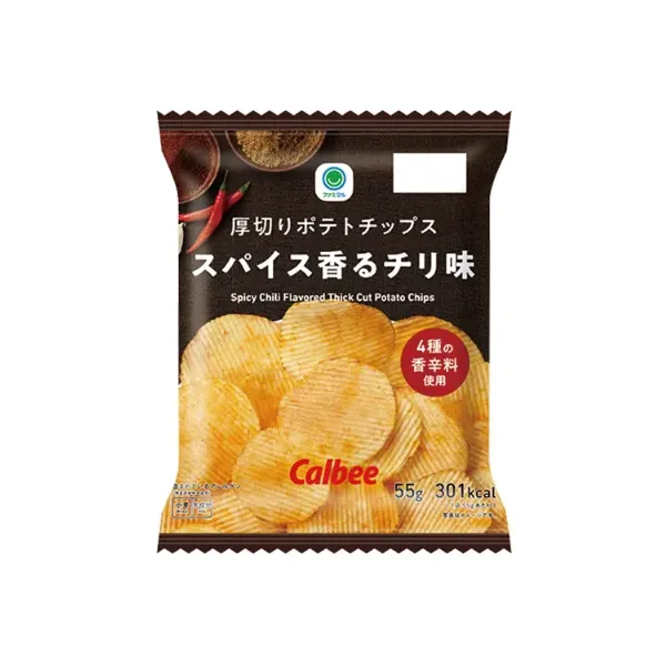 패밀리마트 두꺼운 감자 칩 향신료 향기로운 칠리 맛 55g 일본편의점 과자