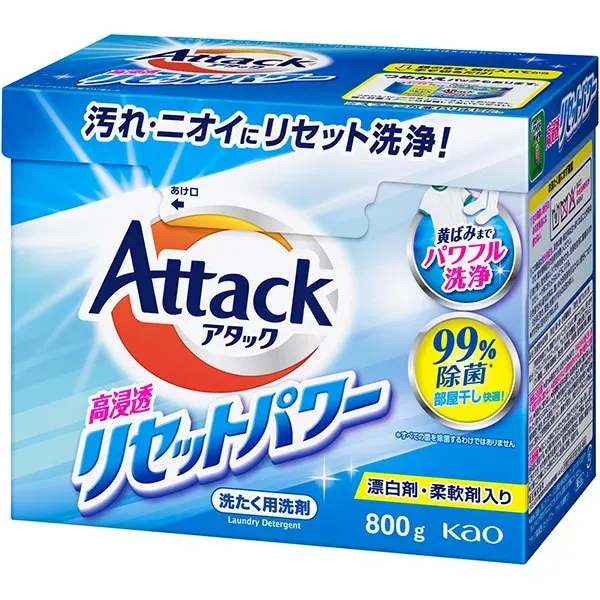 일본 카오 Attack 고침투 리셋 파워 800g [세탁 세제 분말]