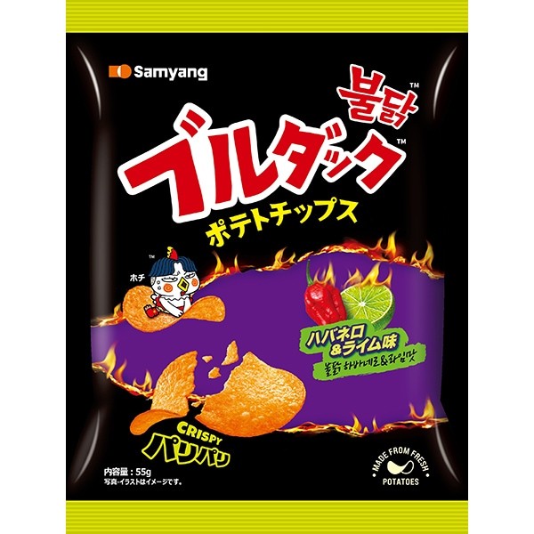 산요 재팬 불덕 감자 칩 하바네로 & 라임 맛 55g