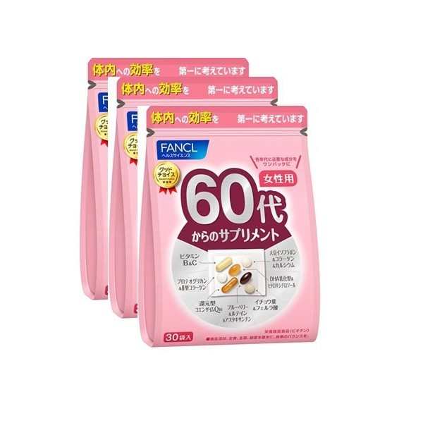 판클 FANCL 60대부터의 보충제 여성용(개 포장 30포×3봉 세트)