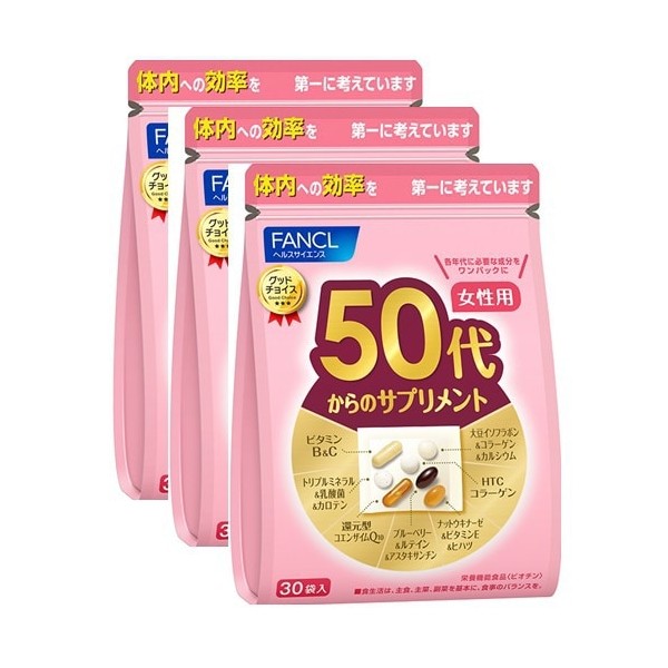 판클 FANCL 50대부터의 보충제 여성용(개 포장 30포×3봉 세트)