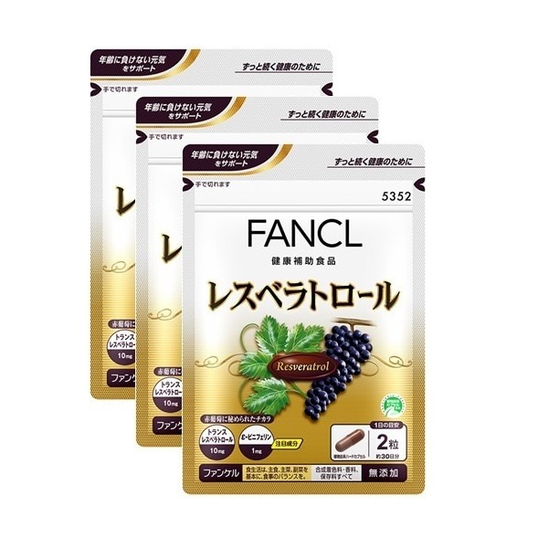 판클 FANCL 보충제 레스베라트롤 덕용 3봉 세트 60립×3 90일분