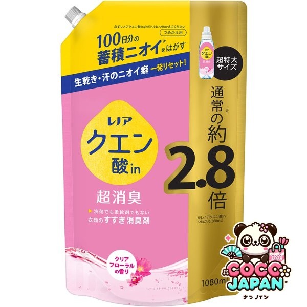 레노아 레노아 구연산 in 초소취 헹굼 소취제 클리어 플로랄 리필 초특대 1080mL