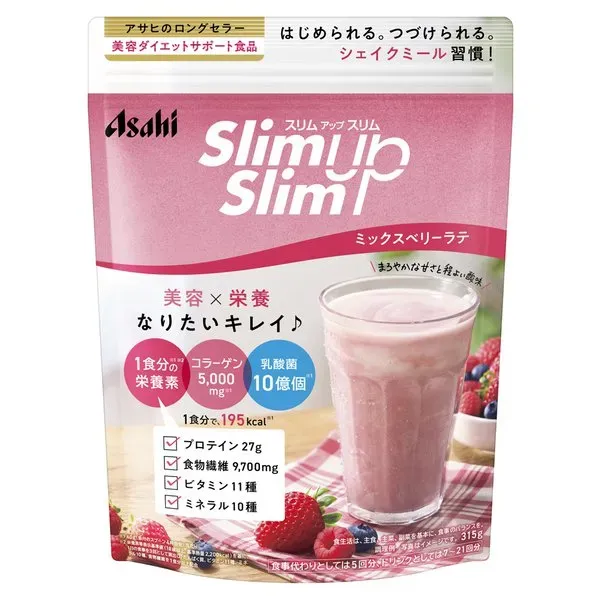 아사히 그룹 식품 Asahi 슬림 업 슬림 유산균 + 슈퍼 푸드 셰이크 믹스 베리 라떼 [315g (5 ~ 21 회분)]