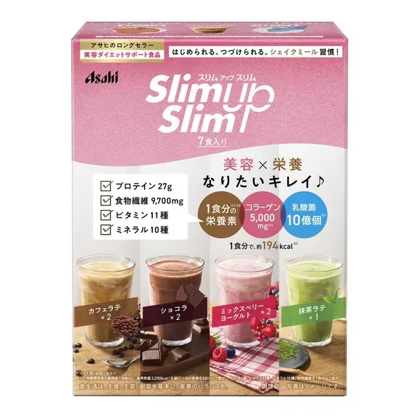 아사히 그룹 식품 Asahi 슬림 업 슬림 슬림 업 슬림 셰이크 7 식 60g × 7 [다이어트 지원 식품]