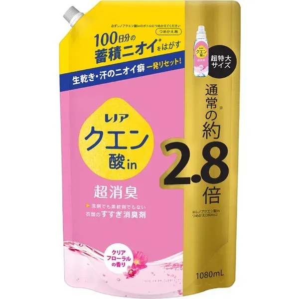 레노아 레노아 구연산 in 초소취 헹굼 소취제 클리어 플로랄 리필 초특대 1080mL