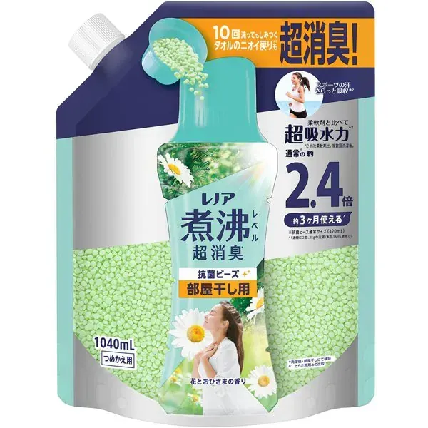 레노아 레노아 끓는 레벨 탈취 항균 비즈 방 말린 꽃과 오이사마의 향기 리필 특대 1040ml