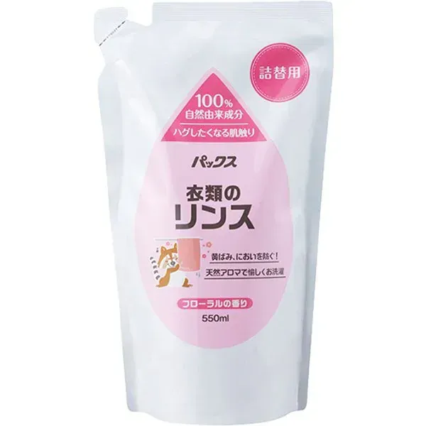 팩스 내츄론 의류 린스 리필용 550ml 무첨가 유연제 구연산 플로랄 향기 천연 유래 100%