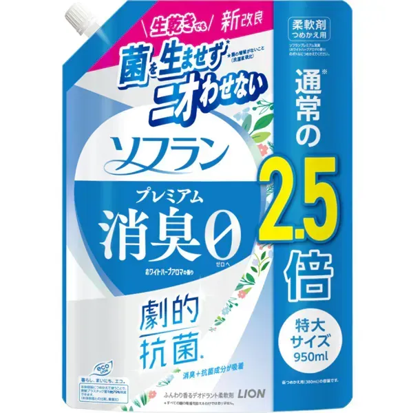 소프란 프리미엄 탈취 화이트 허브 아로마 향기 리필 용 특대 950ml