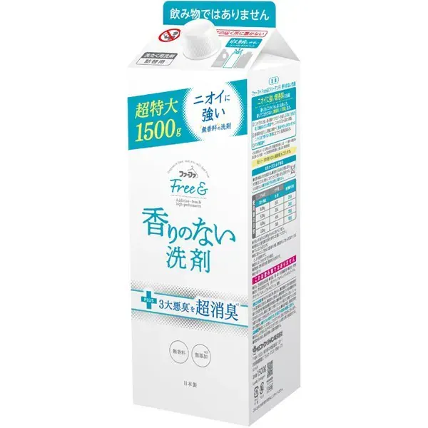 프리 앤 파파 프리 and (프리 앤드) 초 컴팩트 액체 세제 무향료 리필 1500g [세탁용 액체 세제]