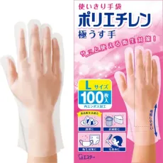 Este 완전한 장갑, 내부 (고르지 않은) 가공, 왼쪽 및 오른쪽 유형, 요리, 청소, 위생 측정, 모발 염색, 일회용 (음식 위생 행위 준수) 완전한 장갑, 폴리 에틸렌, 극한 얇은 손, 반통, L 크기, 100 조각