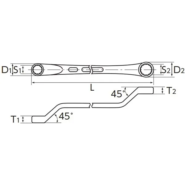 교토 기계 도구 KTCM258X9 [45 ° 긴 안경 렌치 8x9mm]