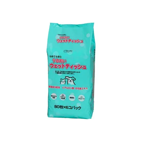 클린 원 윤택 젖은 티슈 무알코올·무향료 80장×6개 팩