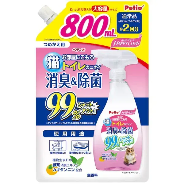 페티오 Petio 해피 린 고양이 화장실 냄새 탈취n 살균 800mL