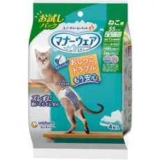 유니 매력 애완 동물 매너웨어 고양이 용 SS 사이즈 시험 팩 4 장