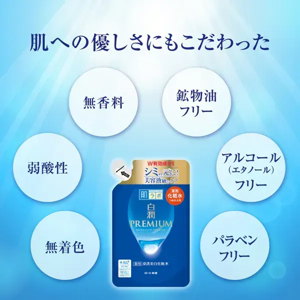 로트 제약 ROHTO 하다라보 백윤 프리미엄 약용 침투 미백 화장수 리필 170ml