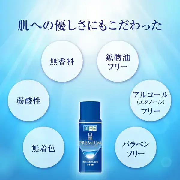 로트 제약 ROHTO 하다라보 백윤 프리미엄 약용 침투 미백 유액 140ml