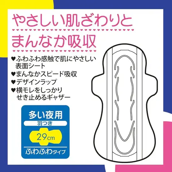 유니 매력 센터 인 센터 인 푹신푹신 타입 많은 날의 밤용 날개 29cm 10개입×2팩 [생리대]