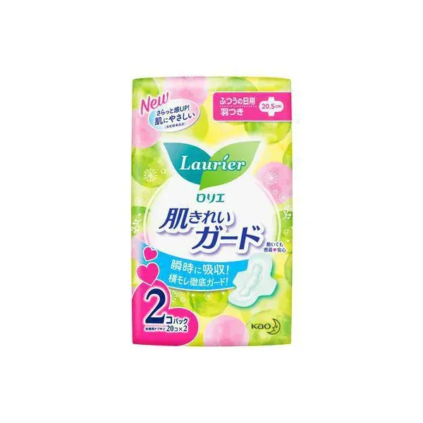 로리에로리에 피부 예쁜 가드 보통의 일용 날개 20.5cm 20개입×2 팩 [생리대]