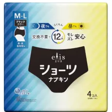 생리대 엘리스 쇼츠 M~L 낮·밤 장시간용 블랙 칼라 4장