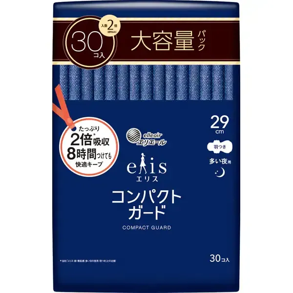 생리대 엘리스 컴팩트 가드 많은 밤용 290 깃털 30장