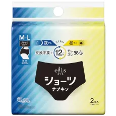 생리대 엘리스 쇼츠 M~L 낮·밤 장시간용 블랙 칼라 2장