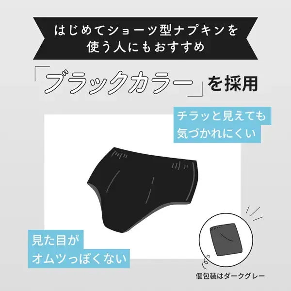 생리대 엘리스 쇼츠 M~L 낮·밤 장시간용 블랙 칼라 2장