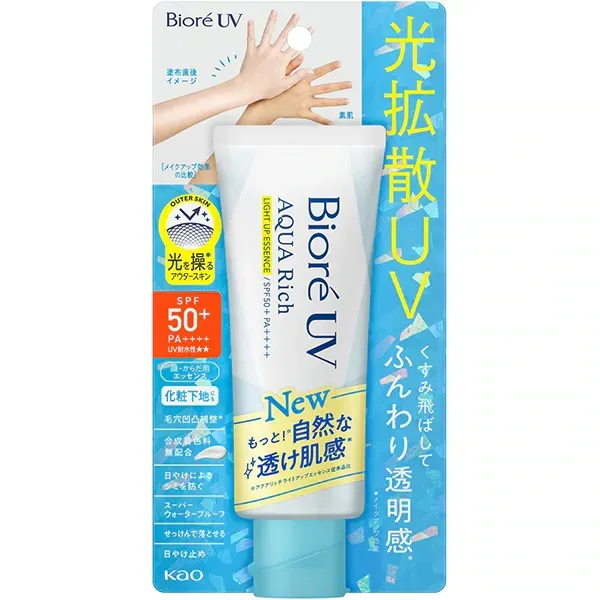 Biore 비오레 UV 아쿠아리치 라이트 업 에센스 70g SPF50+ PA++++ [썬크림 얼굴·몸용]