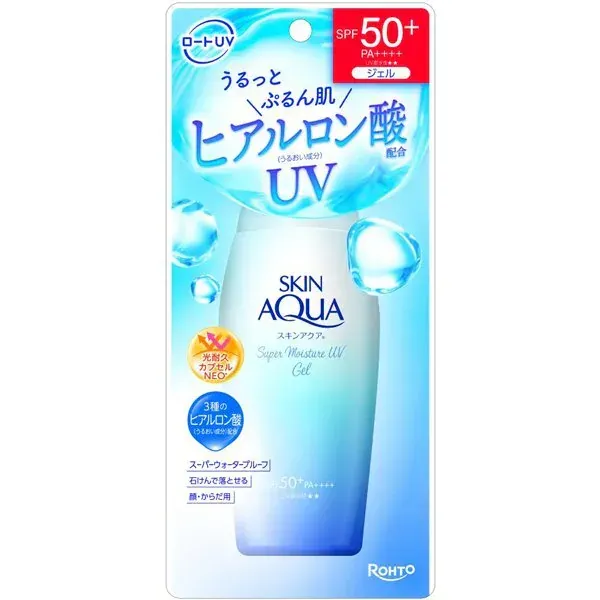 SKIN AQUA 스킨 아쿠아 슈퍼 모이스처 UV 젤 병 110g SPF 50+/PA+++ 3종 히알루론산 슈퍼 워터 프루프 전신용 [썬크림 얼굴·몸용]