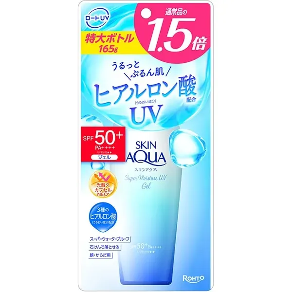 SKIN AQUA 스킨 아쿠아 슈퍼 모이스처 UV 젤 대용량 165g SPF50+/PA+++ + 3종 히알루론산 슈퍼 워터 프루프 전신용 [썬크림 얼굴·몸용]