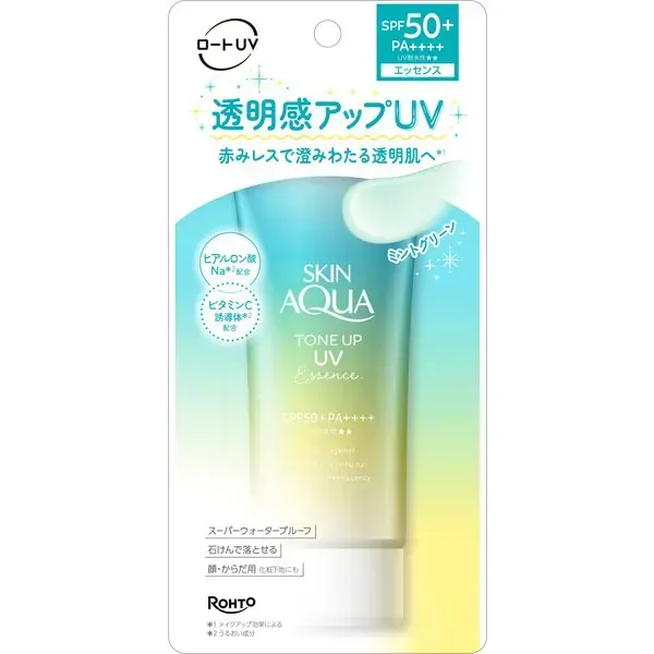 SKIN AQUA 스킨 아쿠아 톤 업 UV 에센스 민트 그린 80g SPF50 + / PA ++ + + + 민트 그린 적색 보정 투명 감소 피부