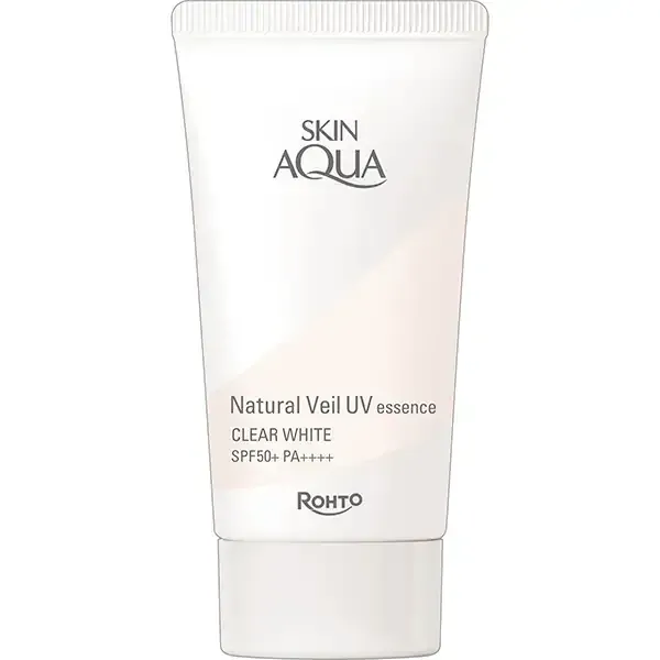 SKIN AQUA 스킨 아쿠아 내츄럴 베일 UV 에센스 클리어 화이트 50 g SPF50+/PA+++ 자외선 흡수제 알코올(에탄올) 합성 착색료 프리의 논케미컬 투명감 클리어 화이트 타입 [썬크림 얼굴·몸용]