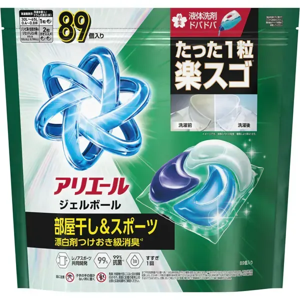 ARIEL 아리에르 젤 볼(캡슐) 프로 방 말린 × 철벽 배리어 방 말려도 상쾌한 향기 리필 테라 점보 89 개 [세탁 세제]