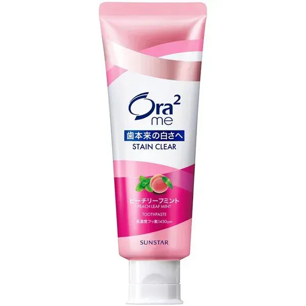 선 스타 SUNSTAR Ora2 오라 투 오라 2 me (오라 투미) 스테인 클리어 페이스트 복숭아 리프 민트 130g [치약 의약 부외품 화이트닝 구취 예방]