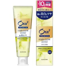 선스타 SUNSTAR Ora2 오라 투 한정 오라 투 프리미엄 스테인 클리어 페이스트 샤이니 시트러스 민트 증량 110g [치약 의약 부외품 화이트닝 구취 예방 성인용 치약]