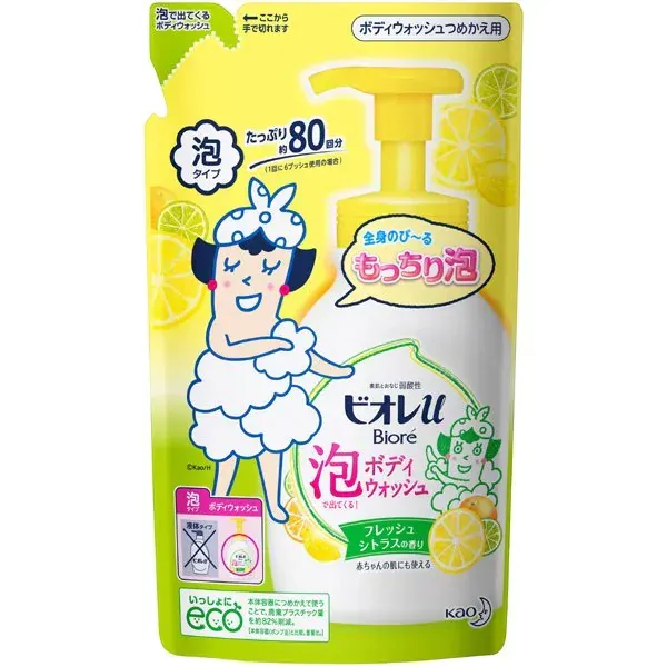 비오레 U 바디워시 프레시 u 거품으로 나온다!  감귤의 향기 리필용 480ml [바디워시]