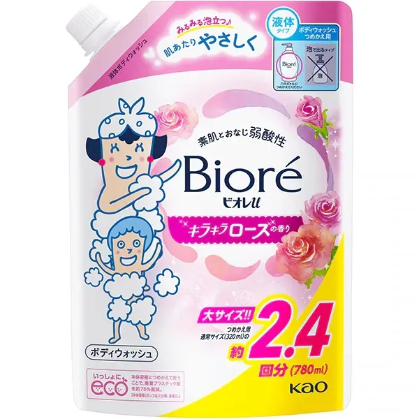 비오레 U 바디워시 프레시 u 반짝이 로즈의 향기 리필 용 780ml [바디워시]